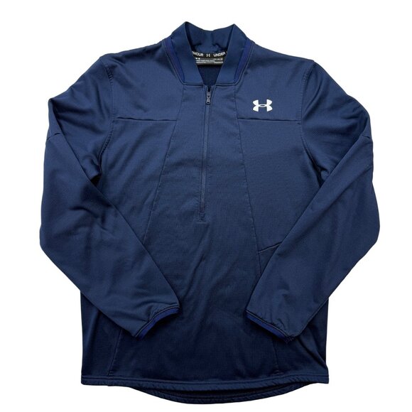Under Armour Coldgear Half Zip Pullover Navy Blue Outdoor Activwear Mens M - Picture 1 of 10